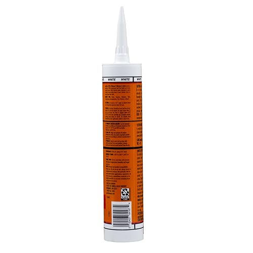GORILLA 100 SILICONE SEALANT CAULK FOR KITCHEN BATH, WHITE, 10 OZ CARTRIDGE