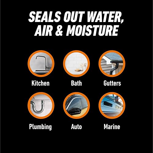 GORILLA CLEAR SILICONE SEALANT CAULK FOR KITCHEN BATH, 10 OZ CARTRIDGE, 100 WATERPROOF