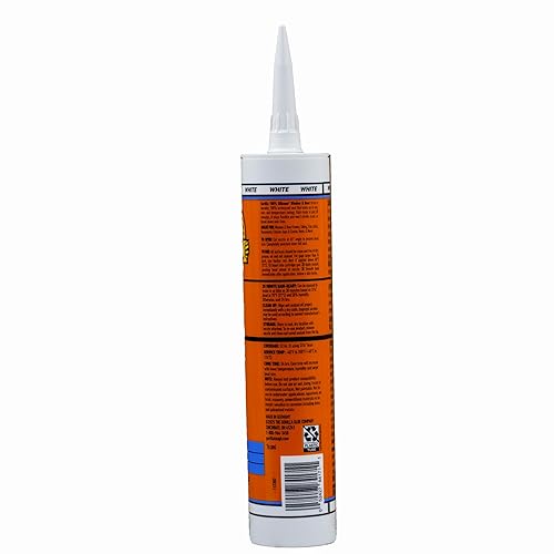 GORILLA 100 SILICONE SEALANT CAULK FOR WINDOWS DOORS, WHITE, 10 OZ CARTRIDGE