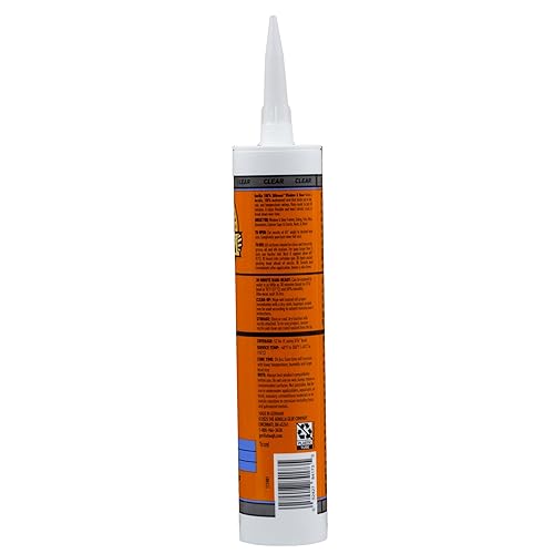 GORILLA CLEAR 100 SILICONE SEALANT CAULK FOR WINDOWS DOORS, 10 OZ CARTRIDGE