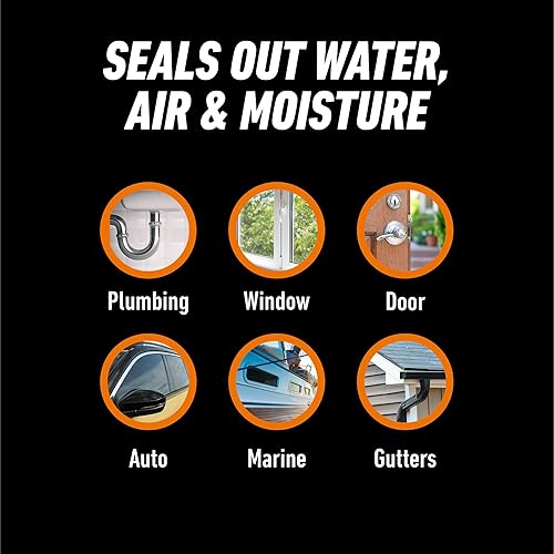 GORILLA CLEAR 100 SILICONE SEALANT CAULK FOR WINDOWS DOORS, 10 OZ CARTRIDGE
