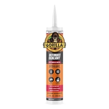 GORILLA ULTIMATE PAINTABLE WHITE KITCHEN BATH CAULK, 9 OZ CARTRIDGE, WATERPROOF SEALANT