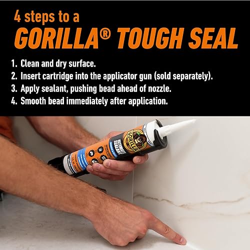 GORILLA ULTIMATE SEALANT CAULK FOR WINDOWS DOORS, 9 OZ CARTRIDGE, PAINTABLE WHITE