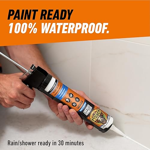 GORILLA ULTIMATE SEALANT CAULK FOR WINDOWS DOORS, 9 OZ CARTRIDGE, PAINTABLE WHITE
