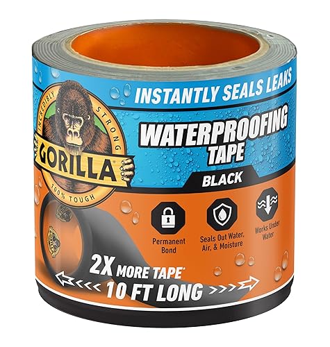 GORILLA WATERPROOF BLACK PATCH SEAL TAPE 4X10 WEATHERPROOF LEAK REPAIR TAPE PACK OF 1