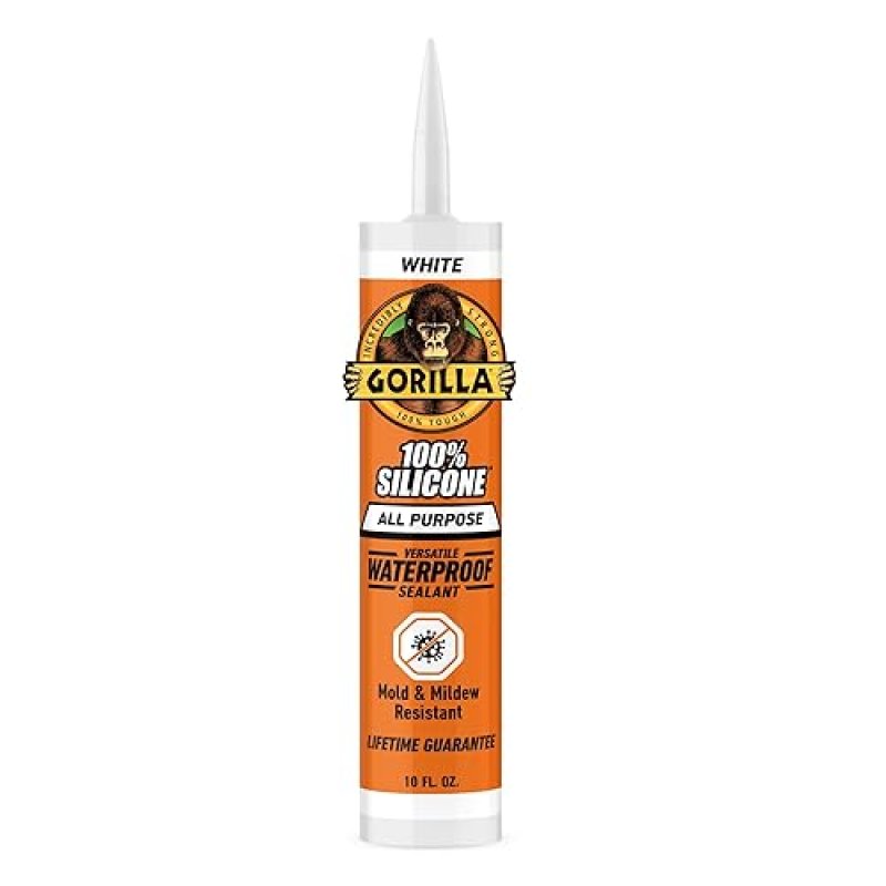 GORILLA 100 SILICONE SEALANT WHITE, ALL PURPOSE, 10 OZ CARTRIDGE PACK OF 1