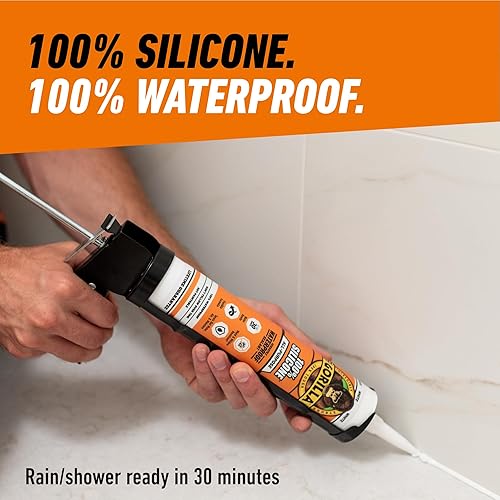 GORILLA 100 SILICONE SEALANT WHITE, ALL PURPOSE, 10 OZ CARTRIDGE PACK OF 1