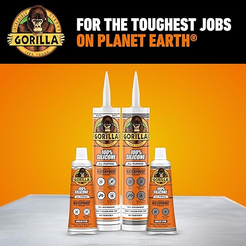 GORILLA 100 SILICONE SEALANT WHITE, ALL PURPOSE, 10 OZ CARTRIDGE PACK OF 1