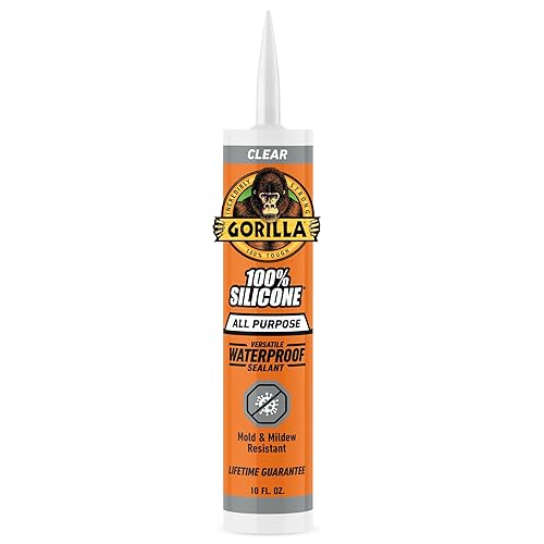 GORILLA CLEAR 100 SILICONE ALL-PURPOSE SEALANT, 10 OZ CARTRIDGE, PACK OF 1