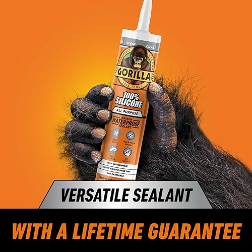 GORILLA CLEAR 100 SILICONE ALL-PURPOSE SEALANT, 10 OZ CARTRIDGE, PACK OF 1