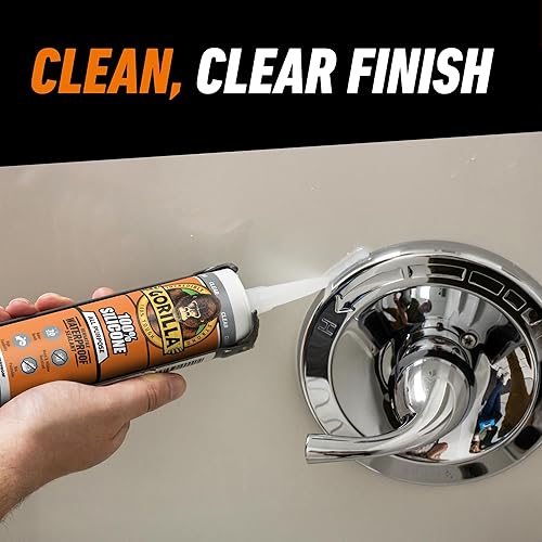 GORILLA CLEAR 100 SILICONE ALL-PURPOSE SEALANT, 10 OZ CARTRIDGE, PACK OF 1