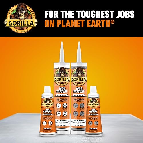 GORILLA CLEAR 100 SILICONE ALL-PURPOSE SEALANT, 10 OZ CARTRIDGE, PACK OF 1