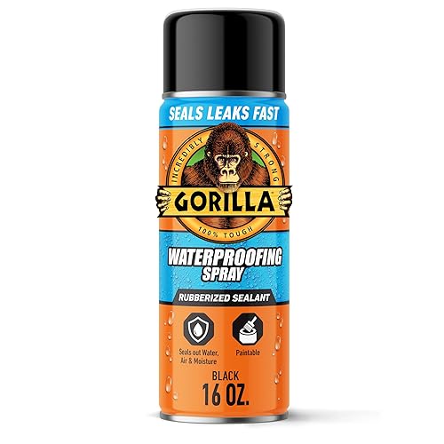 GORILLA WATERPROOF RUBBERIZED SEALANT SPRAY, BLACK 16OZ SEALS WATER, AIR MOISTURE