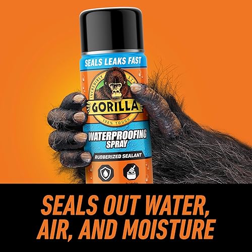GORILLA WATERPROOF RUBBERIZED SEALANT SPRAY, BLACK 16OZ SEALS WATER, AIR MOISTURE