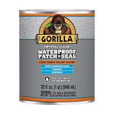 GORILLA PATCH SEAL LIQUID RUBBER WATERPROOF SEALANT, CRYSTAL CLEAR, 32 OZ - WATER AIR TIGHT