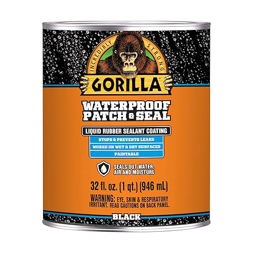 GORILLA PATCH SEAL LIQUID RUBBER WATERPROOF SEALANT BLACK 32 OZ WATER, AIR, MOISTURE PROOF