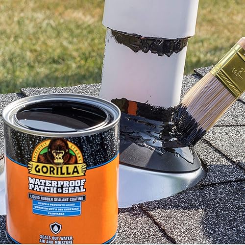 GORILLA PATCH SEAL LIQUID RUBBER WATERPROOF SEALANT BLACK 32 OZ WATER, AIR, MOISTURE PROOF