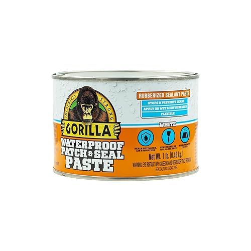 GORILLA WATERPROOF RUBBERIZED SEALANT PASTE WHITE 1LB CAN DURABLE PATCH SEAL PASTE