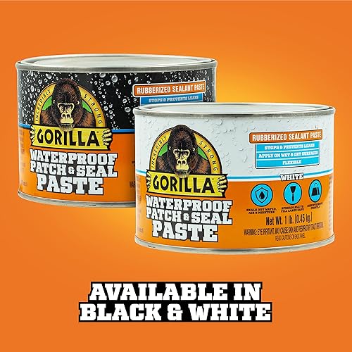 GORILLA WATERPROOF RUBBERIZED SEALANT PASTE WHITE 1LB CAN DURABLE PATCH SEAL PASTE