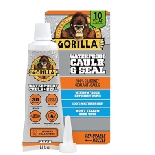 GORILLA CLEAR SILICONE CAULK 2.8OZ WATERPROOF SEALANT MOLD RESISTANT FOR KITCHEN BATH MARINE