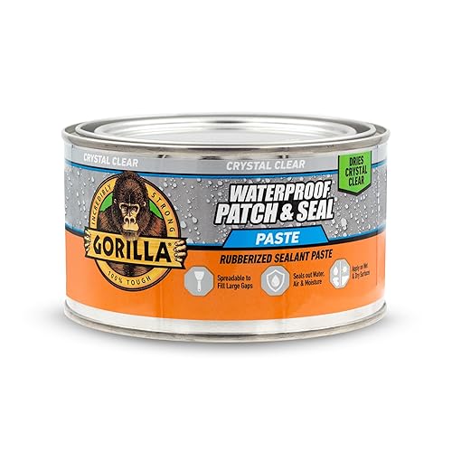 GORILLA WATERPROOF SEALANT PASTE 12.8OZ CLEAR LEAK STOPPER, FLEXIBLE, MILDEW RESISTANT, PAINTABLE