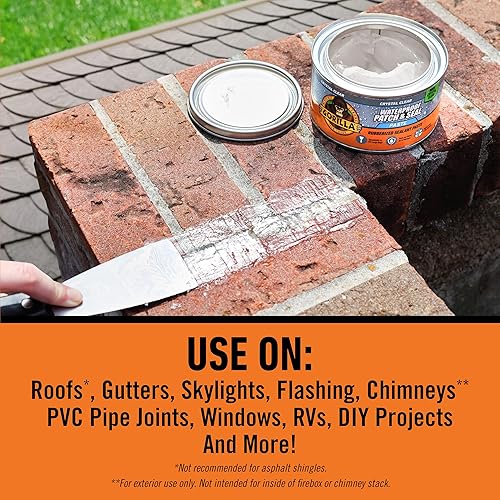 GORILLA WATERPROOF SEALANT PASTE 12.8OZ CLEAR LEAK STOPPER, FLEXIBLE, MILDEW RESISTANT, PAINTABLE