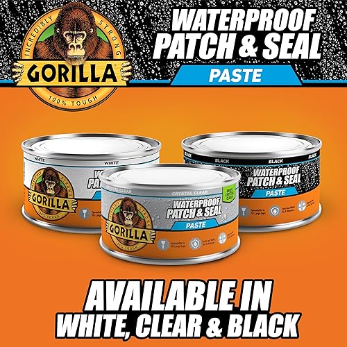 GORILLA WATERPROOF SEALANT PASTE 12.8OZ CLEAR LEAK STOPPER, FLEXIBLE, MILDEW RESISTANT, PAINTABLE