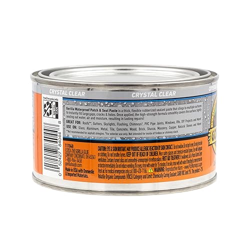 GORILLA WATERPROOF SEALANT PASTE 12.8OZ CLEAR LEAK STOPPER, FLEXIBLE, MILDEW RESISTANT, PAINTABLE