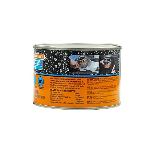 GORILLA WATERPROOF RUBBERIZED SEALANT PASTE BLACK 1LB CAN DURABLE PATCH SEAL PASTE