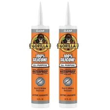 GORILLA CLEAR 100 SILICONE SEALANT ALL PURPOSE, 10OZ CARTRIDGE, PACK OF 2