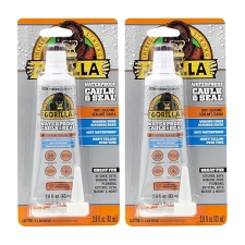 GORILLA 100 SILICONE CAULK CLEAR 2.8OZ TUBE PACK OF 2 WATERPROOF MOLD RESISTANT SEALANT