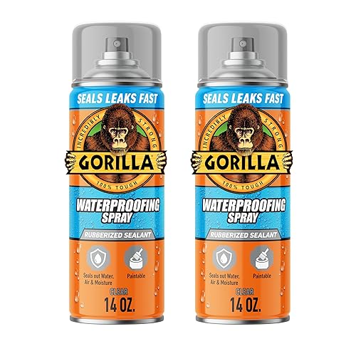 GORILLA WATERPROOF RUBBERIZED SEALANT SPRAY, CRYSTAL CLEAR, 14OZ PACK OF 2 SEALS WATER AIR