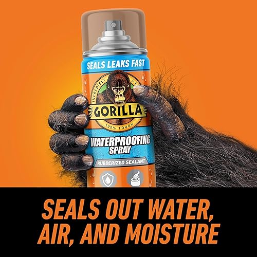 GORILLA WATERPROOF RUBBERIZED SEALANT SPRAY, CRYSTAL CLEAR, 14OZ PACK OF 2 SEALS WATER AIR
