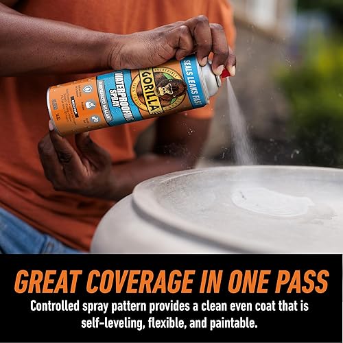 GORILLA WATERPROOF RUBBERIZED SEALANT SPRAY, CRYSTAL CLEAR, 14OZ PACK OF 2 SEALS WATER AIR