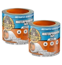 GORILLA WATERPROOF PATCH SEAL TAPE 4X10 WHITE, PACK OF 2 WEATHERPROOF LEAK REPAIR
