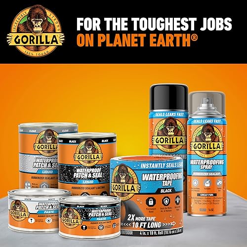 GORILLA WATERPROOF PATCH SEAL TAPE 4X10 WHITE, PACK OF 2 WEATHERPROOF LEAK REPAIR