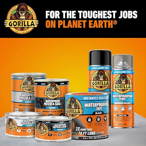 GORILLA WATERPROOF CLEAR PATCH SEAL TAPE 4X8 PACK OF 2 WEATHERPROOF LEAK REPAIR