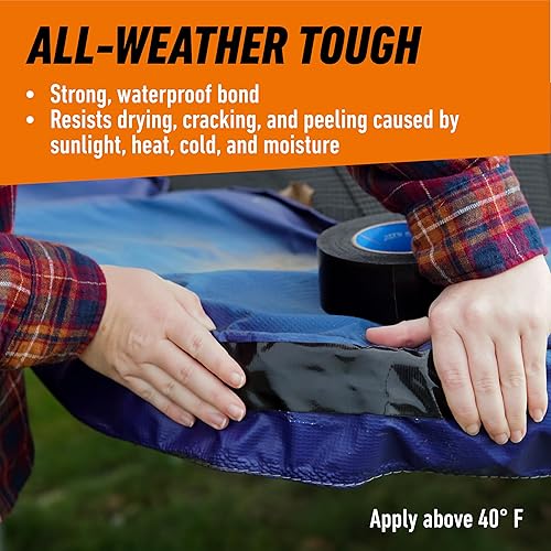 GORILLA BLACK ALL WEATHER DUCT TAPE 1.88 X 25 YD WATERPROOF, UV TEMPERATURE RESISTANT