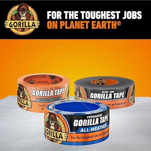 GORILLA BLACK ALL WEATHER DUCT TAPE 1.88 X 25 YD WATERPROOF, UV TEMPERATURE RESISTANT