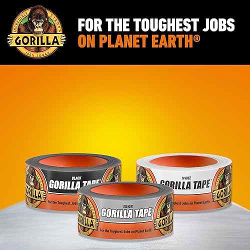 GORILLA TAPE SILVER 1.88IN X 30YD HEAVY DUTY DUCT TAPE, WEATHER RESISTANT, INDOOR OUTDOOR