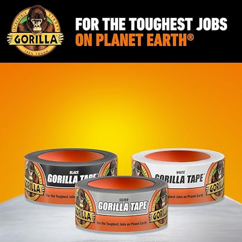 GORILLA TAPE SILVER 1.88IN X 30YD HEAVY DUTY DUCT TAPE, WEATHER RESISTANT, INDOOR OUTDOOR