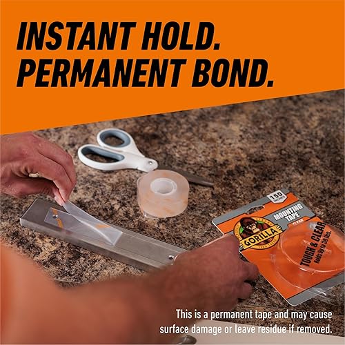 GORILLA TOUGH CLEAR DOUBLE SIDED MOUNTING TAPE 1 X 150 WEATHERPROOF INDOOR OUTDOOR