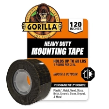 GORILLA HEAVY DUTY DOUBLE SIDED MOUNTING TAPE 1 X 120 BLACK WEATHERPROOF INDOOR OUTDOOR