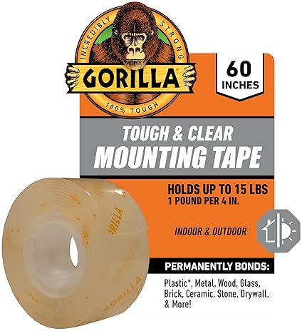GORILLA TOUGH CLEAR DOUBLE-SIDED WEATHERPROOF MOUNTING TAPE 1 X 60 - CLEAR, 1 PACK