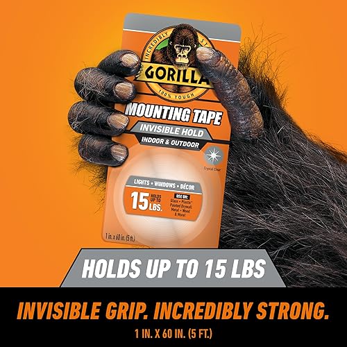 GORILLA TOUGH CLEAR DOUBLE-SIDED WEATHERPROOF MOUNTING TAPE 1 X 60 - CLEAR, 1 PACK