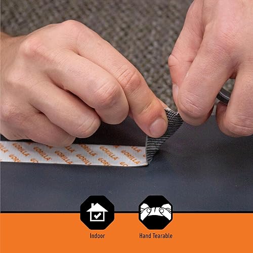 GORILLA MAX STRENGTH DOUBLE-SIDED MOUNTING TAPE 1X60 BLACK INSTANT HOLD PERMANENT BOND