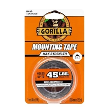 GORILLA MAX STRENGTH DOUBLE-SIDED MOUNTING TAPE 1X60 BLACK INSTANT HOLD PERMANENT BOND