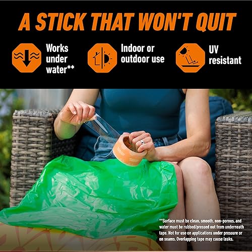 GORILLA CRYSTAL CLEAR TAPE 1.88 X 18 YD WEATHER RESISTANT FOR INDOOR OUTDOOR USE