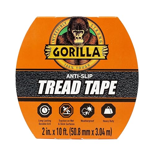 GORILLA BLACK ANTI-SLIP TREAD TAPE 2 X 10 ROLL DURABLE NON-SKID GRIP TAPE, PACK OF 1