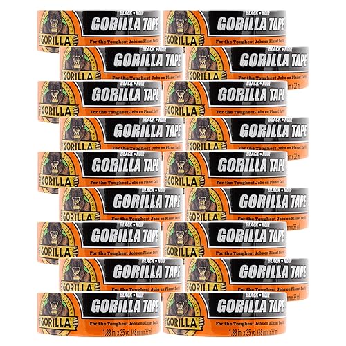 GORILLA BLACK DUCT TAPE 1.88 X 35 YD BULK PACK OF 18 HEAVY DUTY WEATHER RESISTANT TAPE